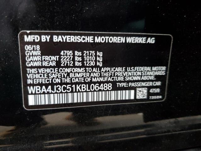 WBA4J3C51KBL06488 - 2019 BMW 430XI GRAN COUPE BLACK photo 12