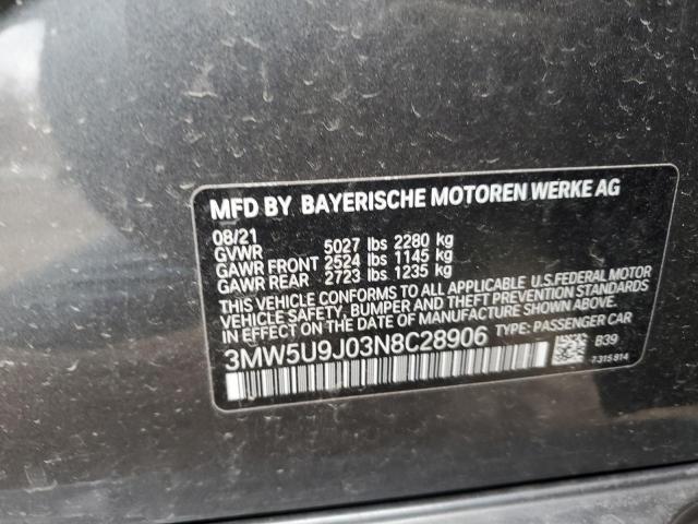 3MW5U9J03N8C28906 - 2022 BMW M340XI GRAY photo 12