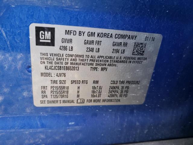 KL4CJCSB1EB652013 - 2014 BUICK ENCORE BLUE photo 12