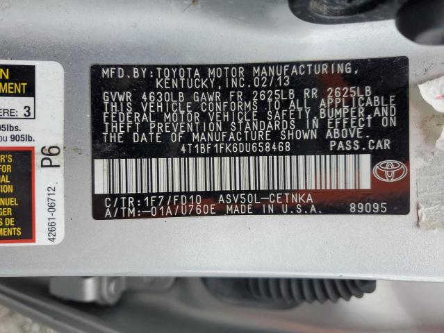 4T1BF1FK6DU658468 - 2013 TOYOTA CAMRY L SILVER photo 12
