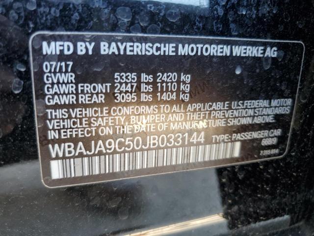 WBAJA9C50JB033144 - 2018 BMW 530E BLACK photo 12