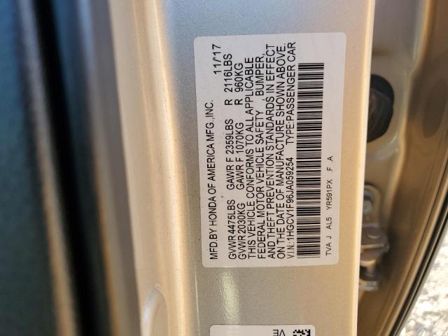 1HGCV1F96JA059254 - 2018 HONDA ACCORD TOURING TAN photo 12