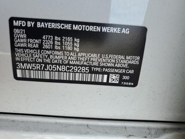 3MW5R7J05N8C29285 - 2022 BMW 330XI WHITE photo 12