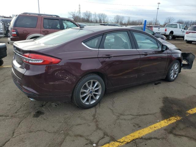 3FA6P0H78HR406231 - 2017 FORD FUSION SE BURGUNDY photo 3