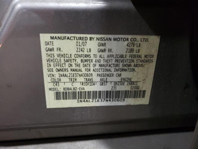 1N4AL21E37N430609 - 2007 NISSAN ALTIMA 2.5 GRAY photo 12