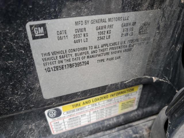 1G1ZE5E17BF395794 - 2011 CHEVROLET MALIBU LTZ შავი ფოტო 12