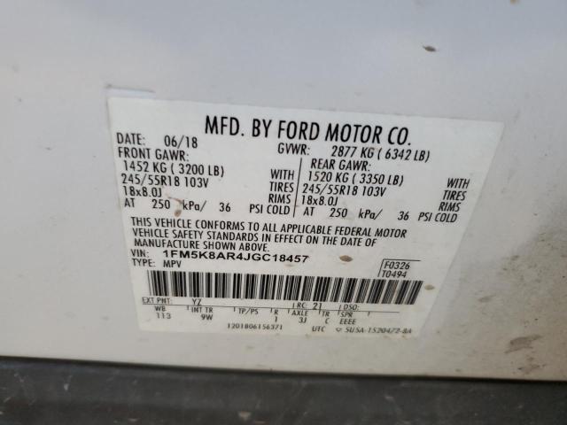 1FM5K8AR4JGC18457 - 2018 FORD EXPLORER POLICE INTERCEPTOR أبيض صورة 13