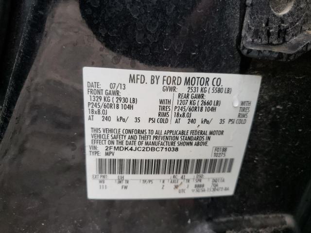 2FMDK4JC2DBC71038 - 2013 FORD EDGE SEL BLACK photo 13