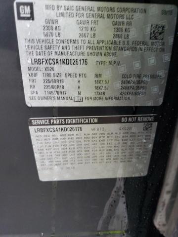 LRBFXCSA1KD026176 - 2019 BUICK ENVISION ESSENCE BLACK photo 13