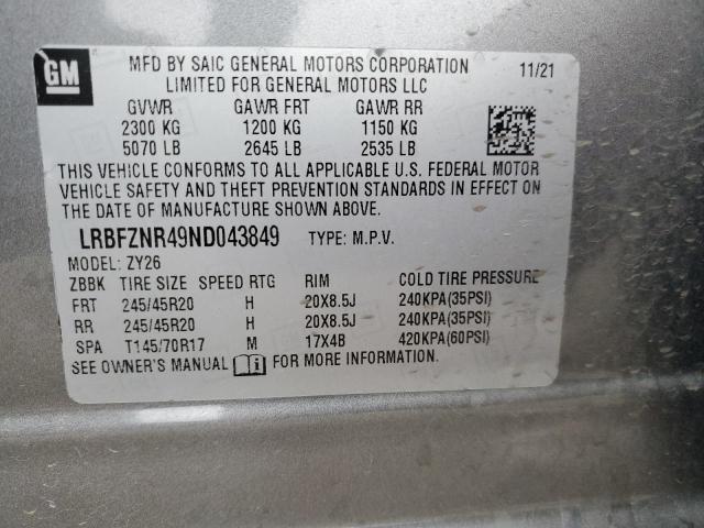 LRBFZNR49ND043849 - 2022 BUICK ENVISION ESSENCE GRAY photo 12