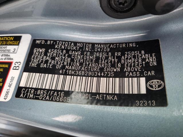 4T1BK36B29U344735 - 2009 TOYOTA AVALON XL BLUE photo 12