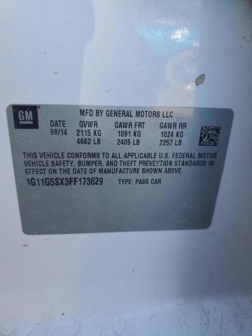 1G11G5SX3FF173629 - 2015 CHEVROLET MALIBU LTZ თეთრი ფოტო 12