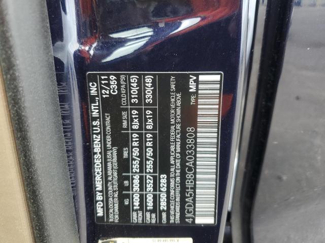 4JGDA5HB8CA033808 - 2012 MERCEDES-BENZ ML 350 4MATIC BLUE photo 13