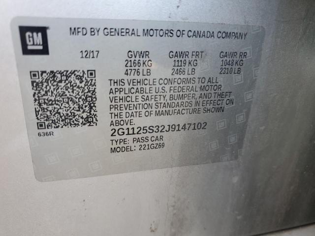 2G1125S32J9147102 - 2018 CHEVROLET IMPALA PREMIER SILVER photo 12