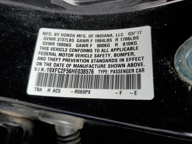 19XFC2F56HE038576 - 2017 HONDA CIVIC LX BLACK photo 13