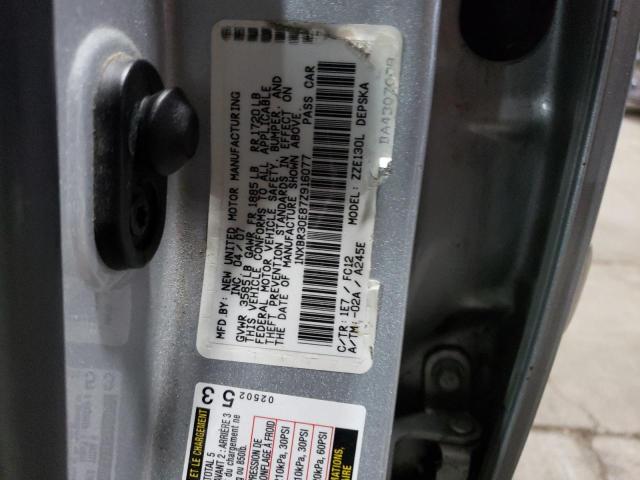 1NXBR30E87Z916077 - 2007 TOYOTA COROLLA CE SILVER photo 12