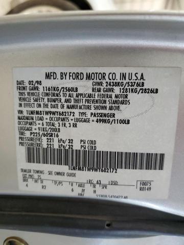 1LNFM81W9WY682172 - 1998 LINCOLN TOWN CAR EXECUTIVE SILVER photo 12