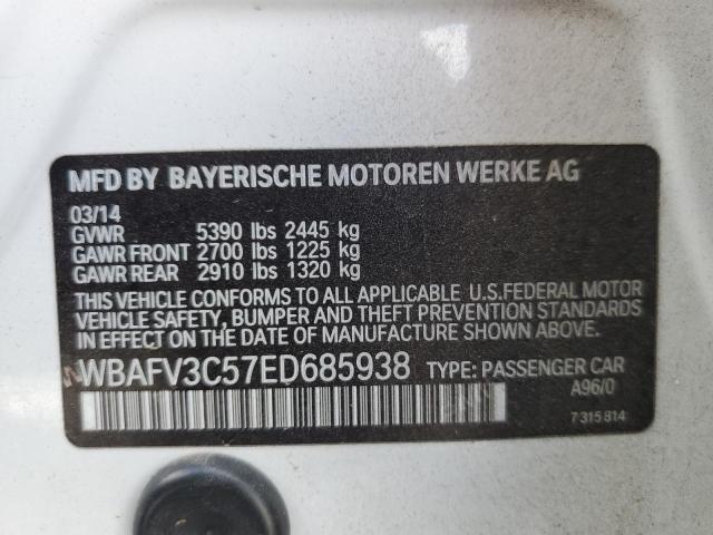 WBAFV3C57ED685938 - 2014 BMW 535 D XDRIVE WHITE photo 12