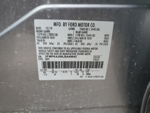 2FMPK4J99LBA49645 - 2020 FORD EDGE SEL SILVER photo 13