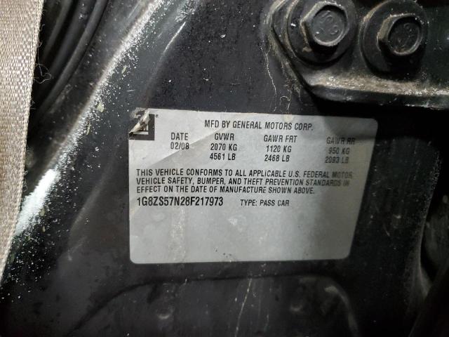 1G8ZS57N28F217973 - 2008 SATURN AURA XE BLACK photo 12