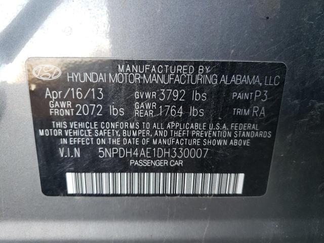 5NPDH4AE1DH330007 - 2013 HYUNDAI ELANTRA GLS GRAY photo 12