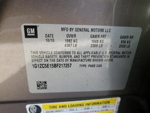 1G1ZC5E15BF217257 - 2011 CHEVROLET MALIBU 1LT Бежевый фото 12