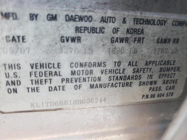 KL1TD66618B096244 - 2008 CHEVROLET AVEO BASE Gümüş foto 13