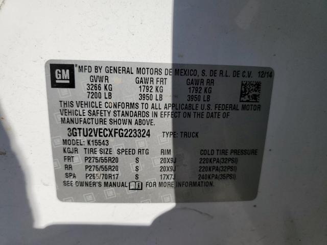 3GTU2VECXFG223324 - 2015 GMC SIERRA K1500 SLT WHITE photo 13