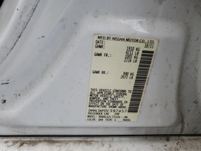 1N4AL3AP5FC597457 - 2015 NISSAN ALTIMA 2.5 WHITE photo 12