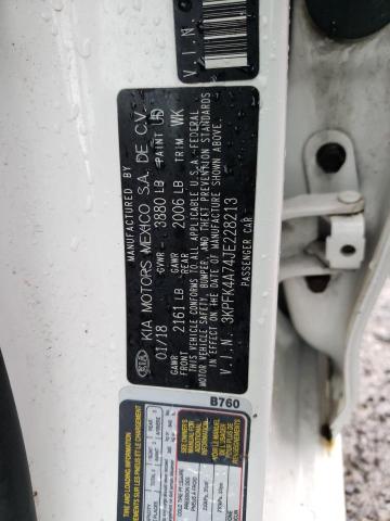 3KPFK4A74JE228213 - 2018 KIA FORTE LX WHITE photo 12