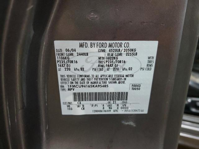 1FMCU94165KA95485 - 2005 FORD ESCAPE LIMITED GRAY photo 12