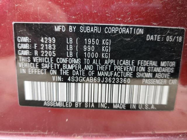 4S3GKAB69J3623360 - 2018 SUBARU IMPREZA PREMIUM RED photo 13