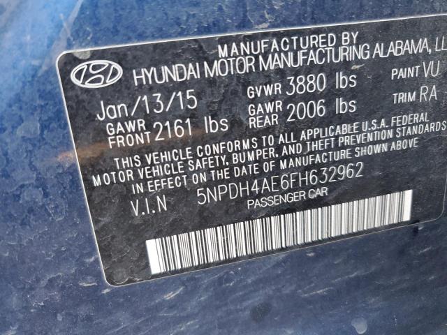 5NPDH4AE6FH632962 - 2015 HYUNDAI ELANTRA SE BLUE photo 13