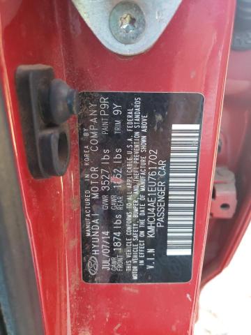 KMHCU4AE1EU761702 - 2014 HYUNDAI ACCENT GLS RED photo 12