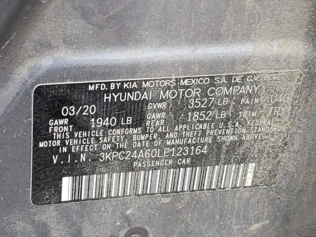 3KPC24A60LE123164 - 2020 HYUNDAI ACCENT SE GRAY photo 12