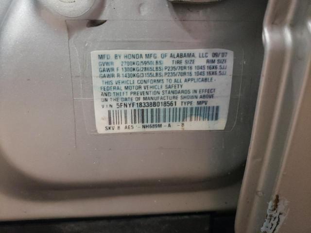 5FNYF18338B018561 - 2008 HONDA PILOT SE SILVER photo 13