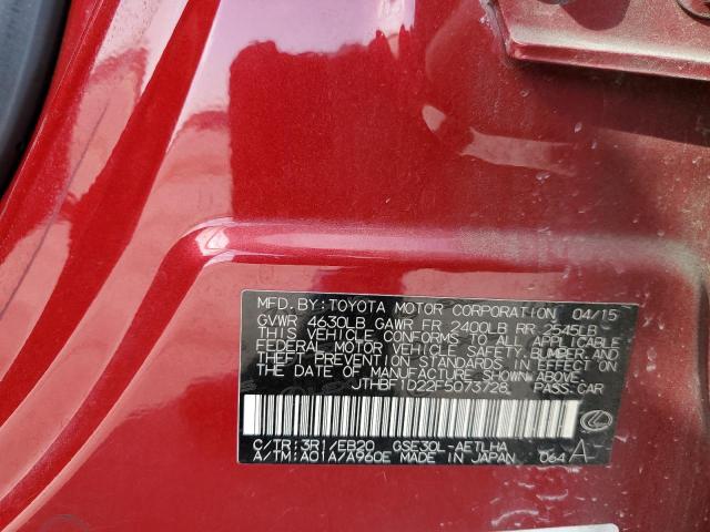 JTHBF1D22F5073728 - 2015 LEXUS IS 250 RED photo 13