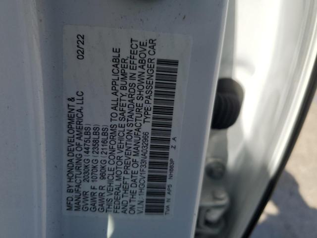 1HGCV1F33NA032966 - 2022 HONDA ACCORD SPORT WHITE photo 13