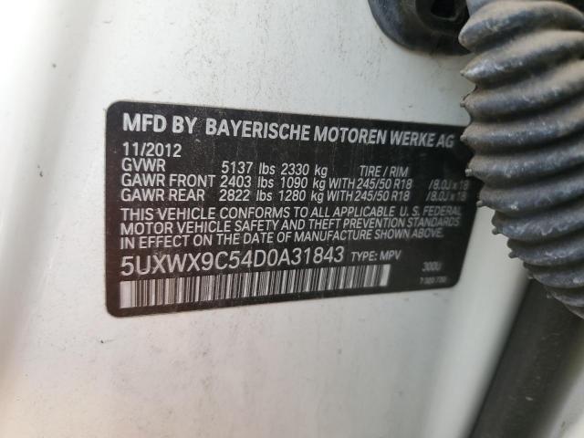 5UXWX9C54D0A31843 - 2013 BMW X3 XDRIVE28I WHITE photo 13