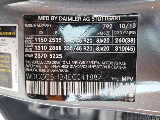 WDCGG5HB4EG241887 - 2014 MERCEDES-BENZ GLK 350 GRAY photo 14