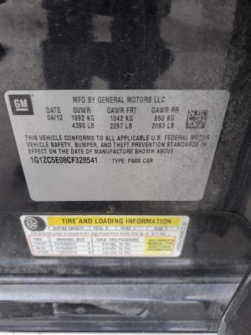 1G1ZC5E08CF328541 - 2012 CHEVROLET MALIBU 1LT BLACK photo 12