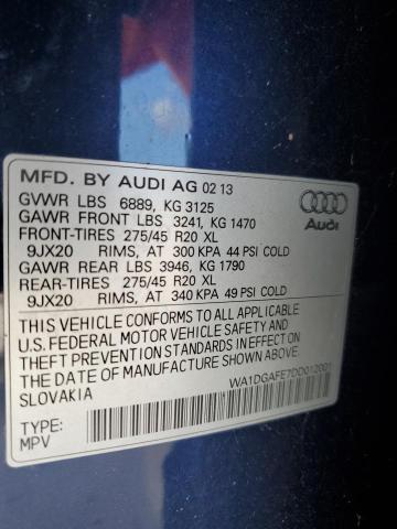 WA1DGAFE7DD012001 - 2013 AUDI Q7 PRESTIGE 蓝色 照片 13