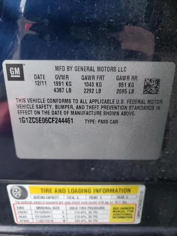 1G1ZC5E06CF244461 - 2012 CHEVROLET MALIBU 1LT BLACK photo 12