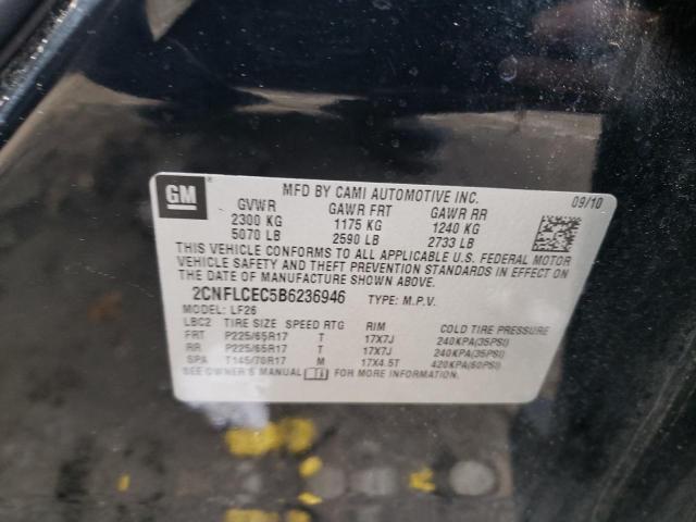 2CNFLCEC5B6236946 - 2011 CHEVROLET EQUINOX LS BLACK photo 13