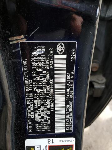 4T1BK1EB0DU011156 - 2013 TOYOTA AVALON BASE 黑色 照片 12