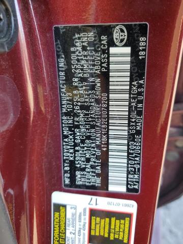 4T1BK1EB2EU078200 - 2014 TOYOTA AVALON BASE 栗色 照片 12