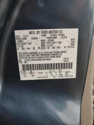 1FMCU0DG0BKA81884 - 2011 FORD ESCAPE XLT BLUE photo 12