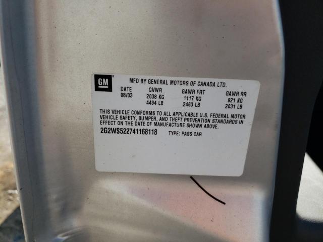 2G2WS522741168118 - 2004 PONTIAC GRAND PRIX GT2 ვერცხლისფერი ფოტო 12