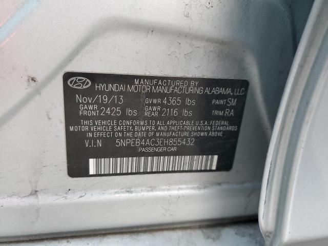 5NPEB4AC3EH855432 - 2014 HYUNDAI SONATA GLS GRAY photo 12