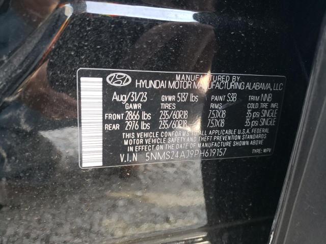 5NMS24AJ9PH619157 - 2023 HYUNDAI SANTA FE SEL BLACK photo 13